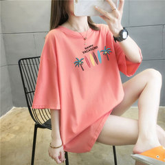 5個顏色夏季胖MM200斤加大碼中長款26支純棉韓版短袖t恤女