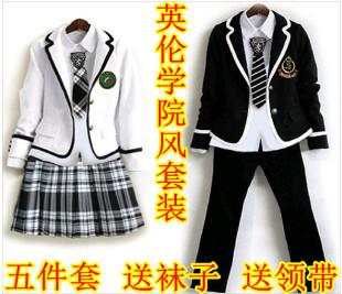 合唱服男女童朗诵表演英伦学院风中小学生主持人礼服 儿童演出服装