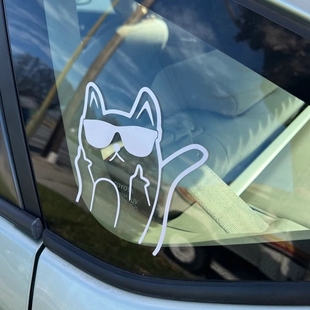汽车车窗玻璃贴纸鄙视中指关闭远光灯搞笑后窗改装个性创意装饰贴