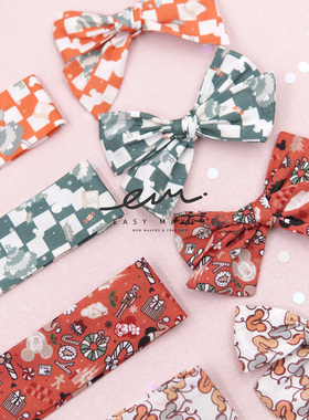 easymaker手工DIY布料圣诞格子发夹制作材料儿童布艺发饰纯棉ins