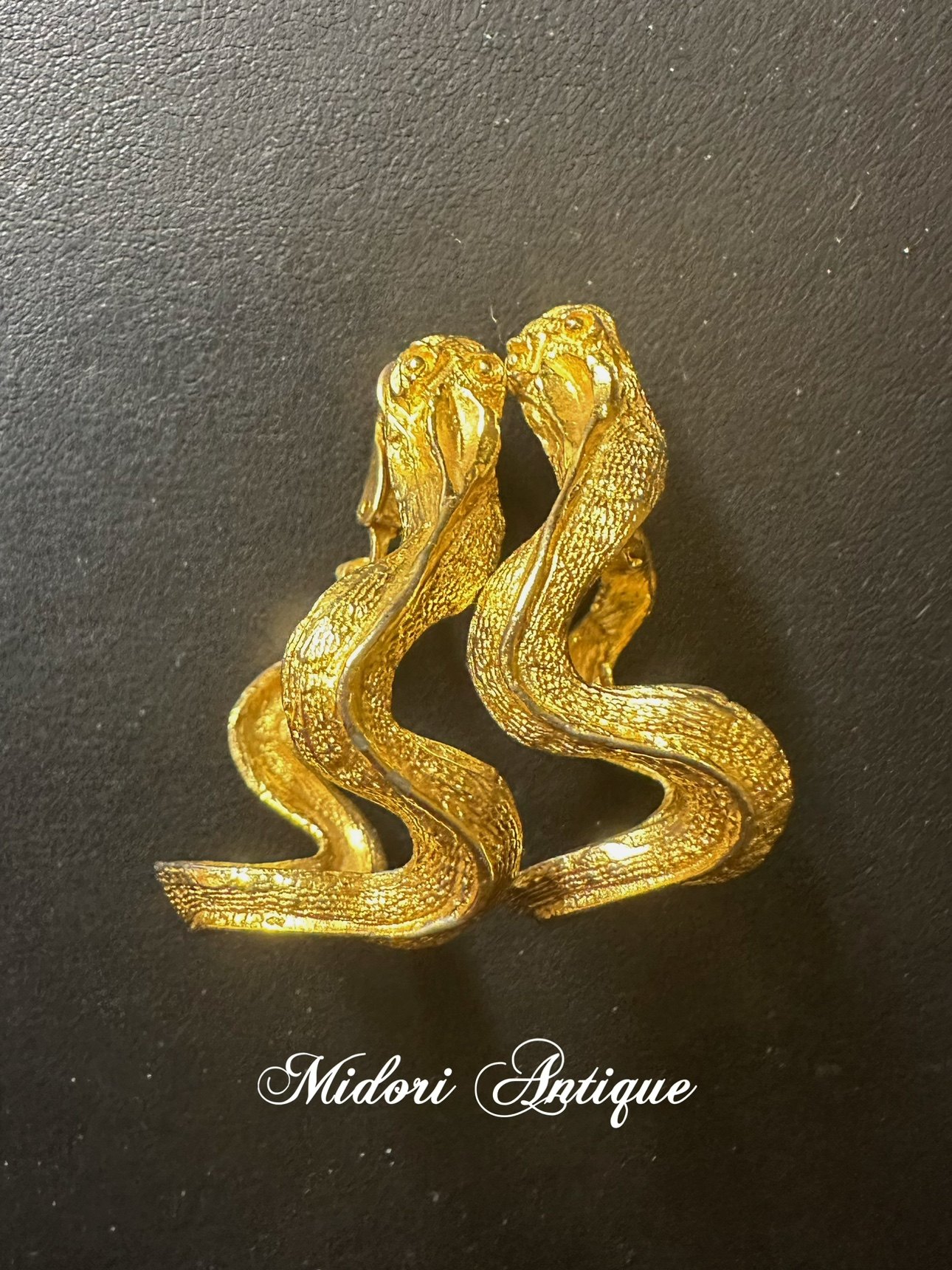 hattie carnegie  灵蛇素金抽象怪诞扭扭扫肩耳夹vintage