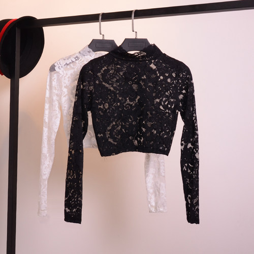 蕾丝衫内搭长袖打底衫镂空