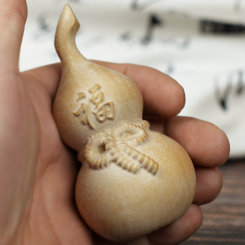 桃木葫芦手把件随身挂件无漆原木雕刻葫芦把玩件平安