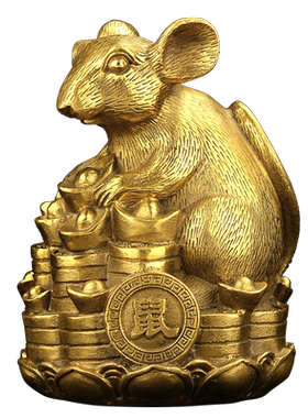 十二生肖摆设钱袋工艺品铜老鼠