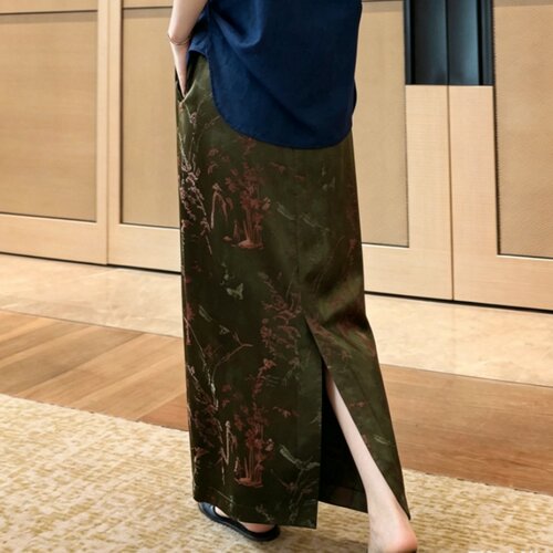 PKH夏季印花小花苞中式半裙