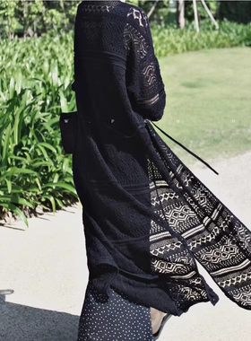 PKH26 新品 镂空棉麻长款外搭  夏新品自留推荐 时髦精致感外套