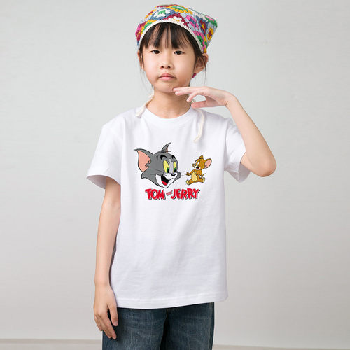 数码直喷 tom and jerry猫和老鼠夏季短袖T恤男女儿童幼儿园宝宝