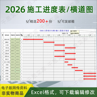 2026 施工进度计划横道图建筑工程竣工资料全套自动生成模板表格