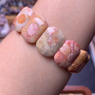珊瑚玉手牌手串彩皮花喜欢拍