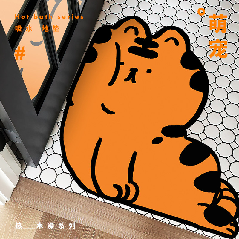 可爱卡通熊兔子老虎浴室防滑吸水地垫速干卫生间门口淋浴房毯子垫