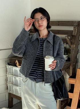 MOXI十三行女装冬季新款小个子羊毛大衣女双面羊绒短款毛呢外套女