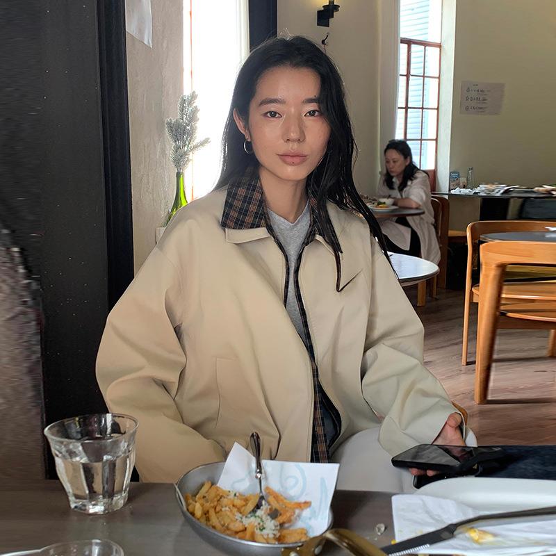 HYMOXI十三行女装2025年秋季新款韩版休闲假两件夹克外套拉链上衣