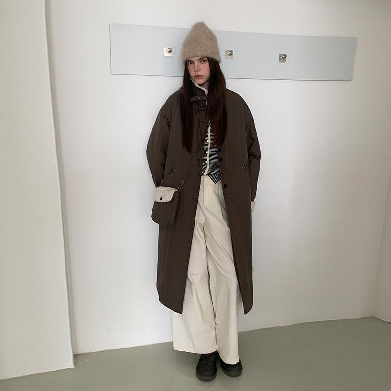 MOXI 十三行2025冬季韩系长款棉服两件套棉衣棉袄加厚风衣外套女