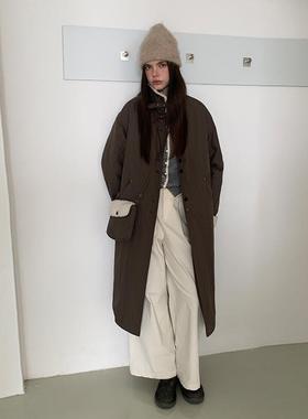 MOXI 十三行2025冬季韩系长款棉服两件套棉衣棉袄加厚风衣外套女