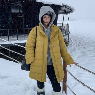 MOXI十三行女装2025冬季新款立领外套女白鸭绒中长款排骨羽绒服女