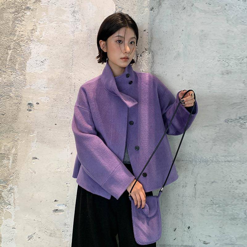 MOXI2025冬季新款女士羊毛大衣女小个子中长款双面羊绒毛呢外套女