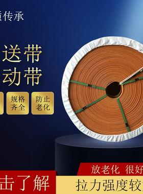 橘红色橡胶帆布带提升带平皮带平面带帆布输送带传动带板带平胶带