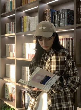美式复古格子长袖衬衫男女早秋2025新款工装文艺ins衬衣外套上衣