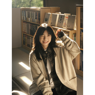 上衣 vintage街头宽松百搭慵懒风休闲针织衫 日系毛衣开衫 外套秋季