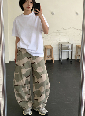 迷彩弯刀裤男女中性宽松百搭小众镰刀阔腿高街潮牌baggy休闲长裤