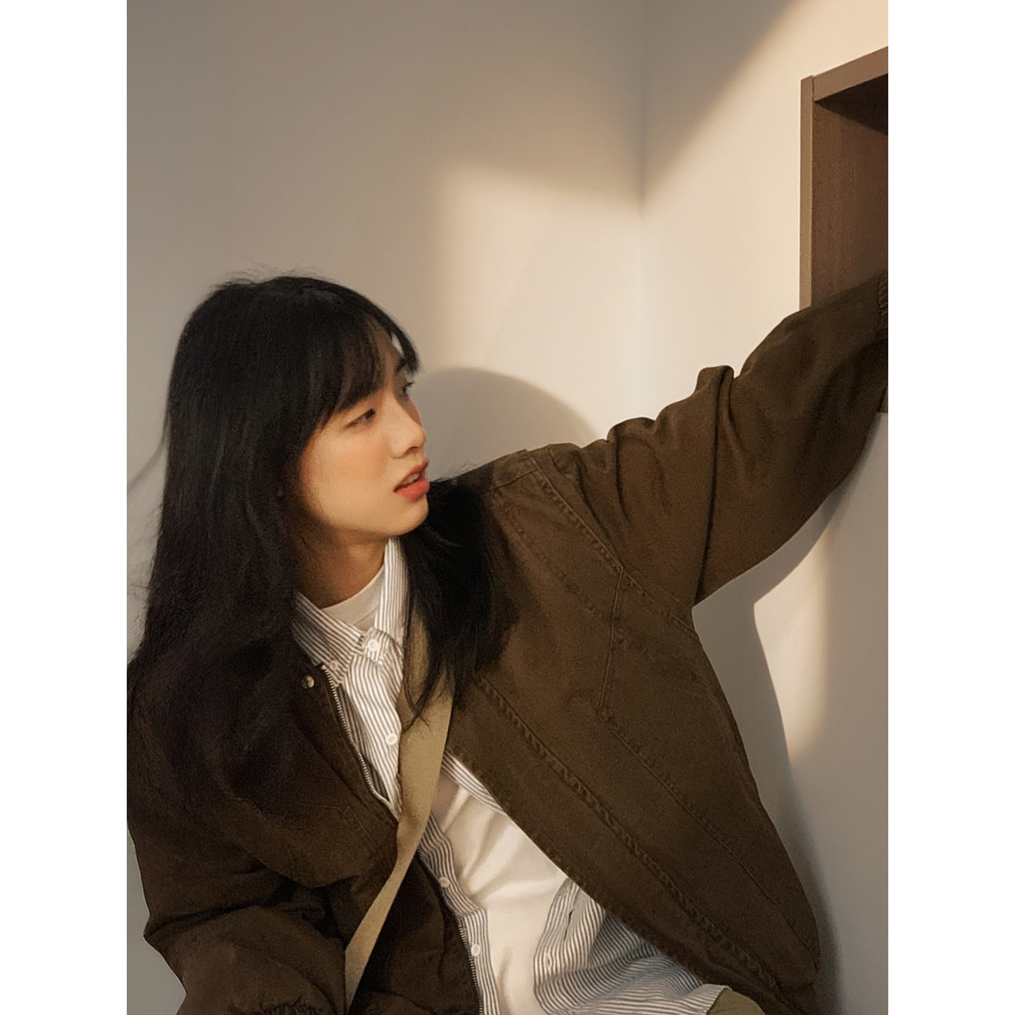 美式复古棕色外套男女秋季新款