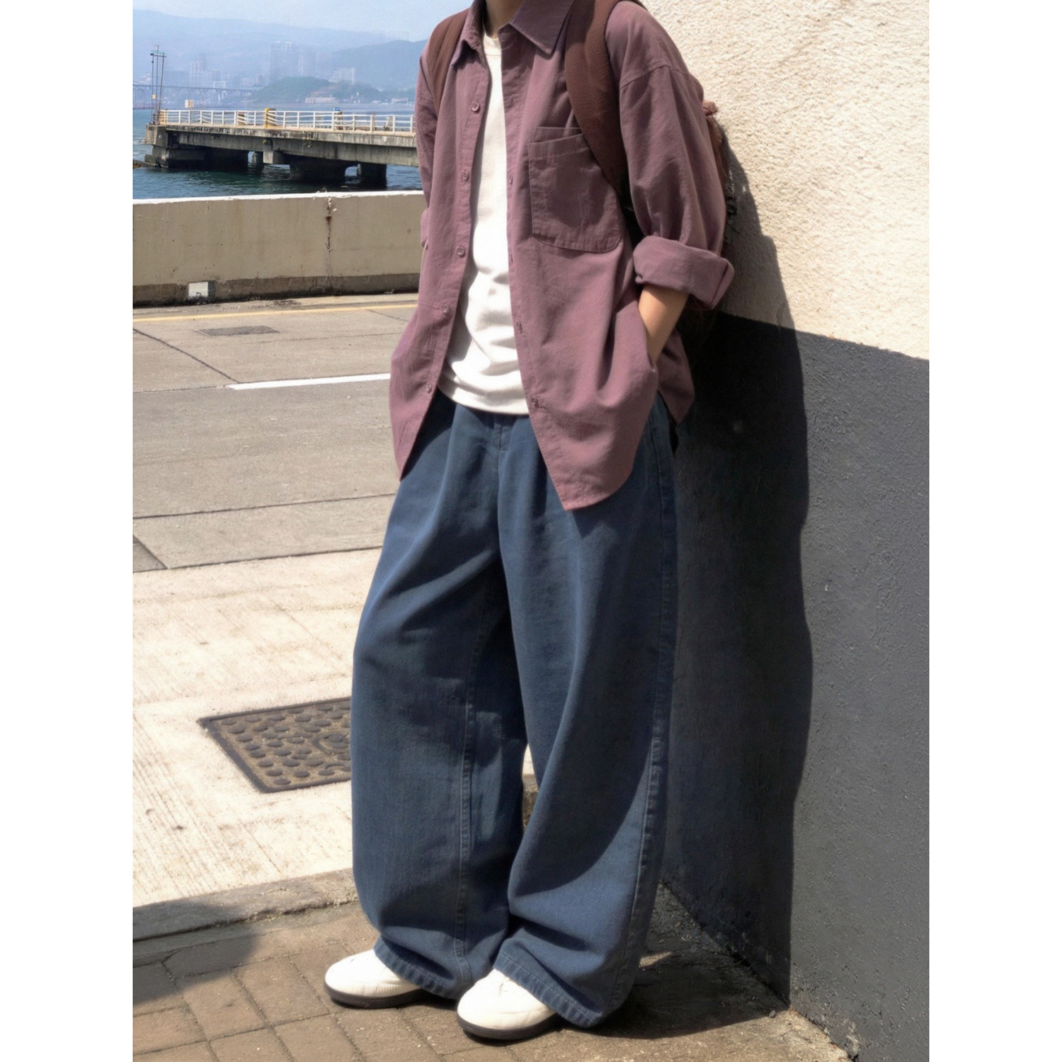 日系复古休闲直筒裤百搭宽松纯色基础款日常穿搭中性男装牛仔长裤