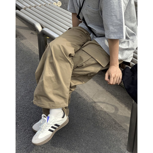 卡其色工装裤2025夏季美式复古高街宽松伐木伞兵裤日系休闲长裤子