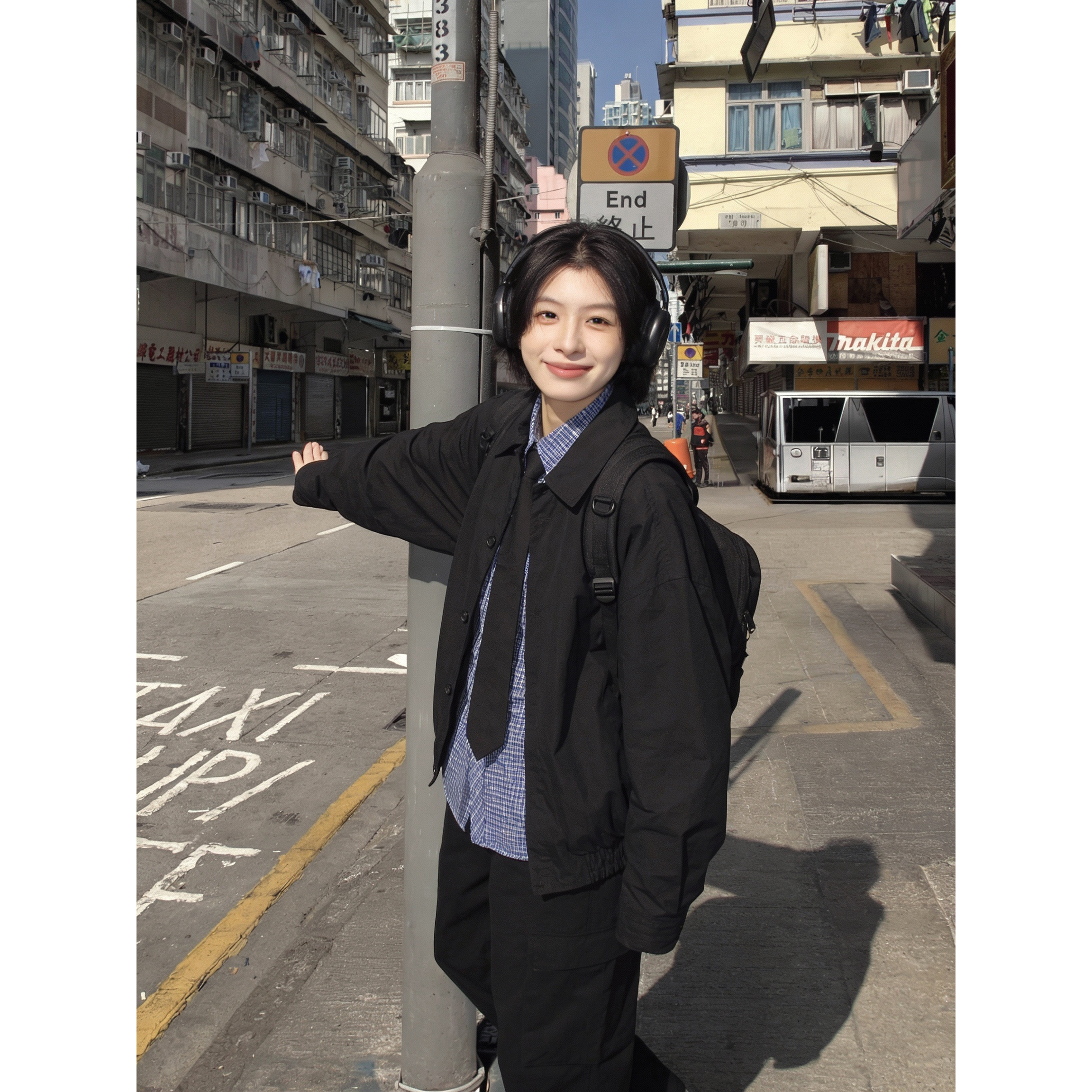 2026春季黑色宽松翻领夹克男女潮流街头复古外套青年学生休闲上衣