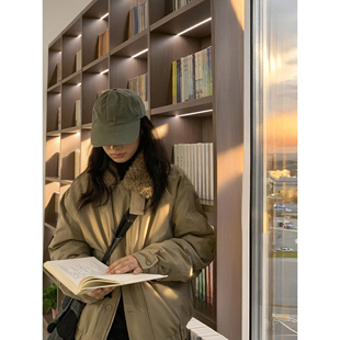 美式 加厚保暖棉衣宽松百搭面包服棉袄外套潮 复古毛领棉服男女冬季