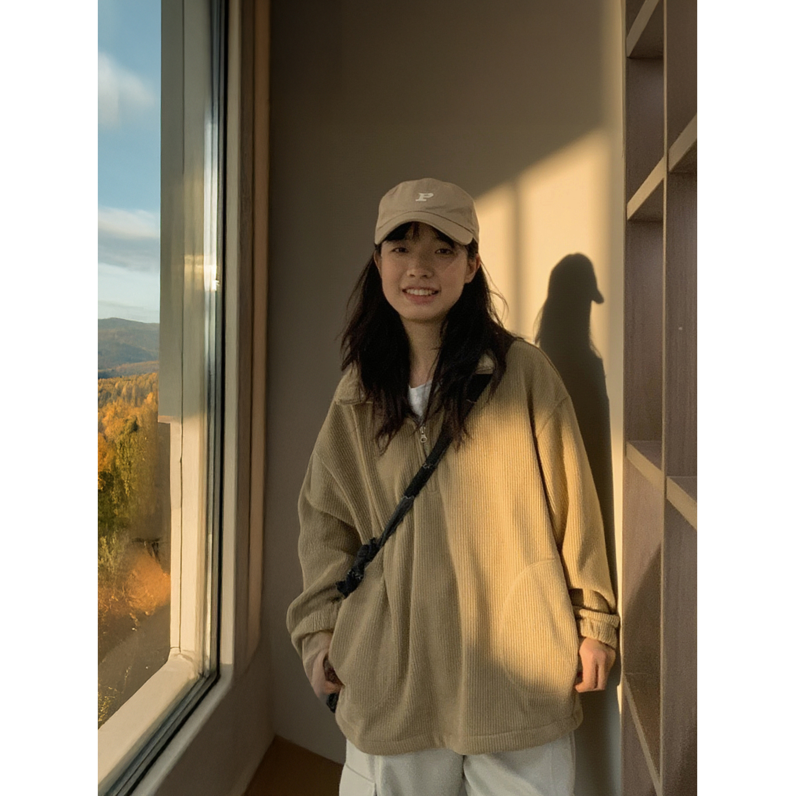 美式复古半拉链立领加绒卫衣