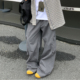 裤 2025夏季 美式 灰色工装 复古休闲宽松直筒阔腿多口袋伐木休闲裤 子