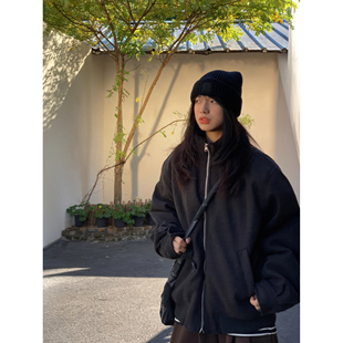 cleanfit呢子外套 冬季 美式 复古立领棉衣男女宽松加厚保暖棉服开衫