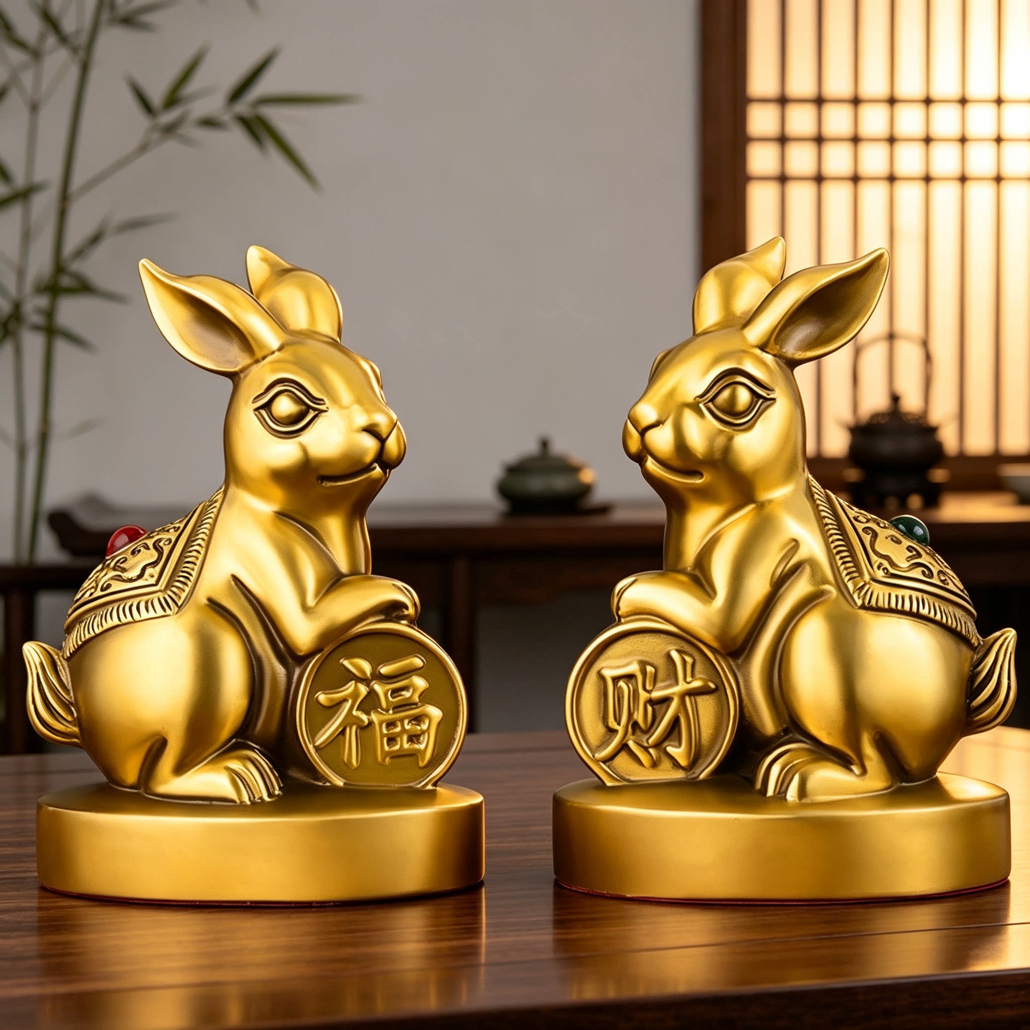 黄铜兔子摆件兔年吉祥福禄双收
