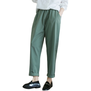 胖妹妹2025夏季新品复古宽松棉质休闲裤加大码松紧腰显瘦长裤