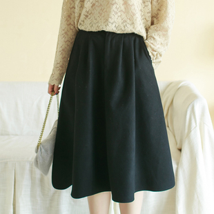 松紧腰百搭复古半 简约半身裙 大码 秋冬新品