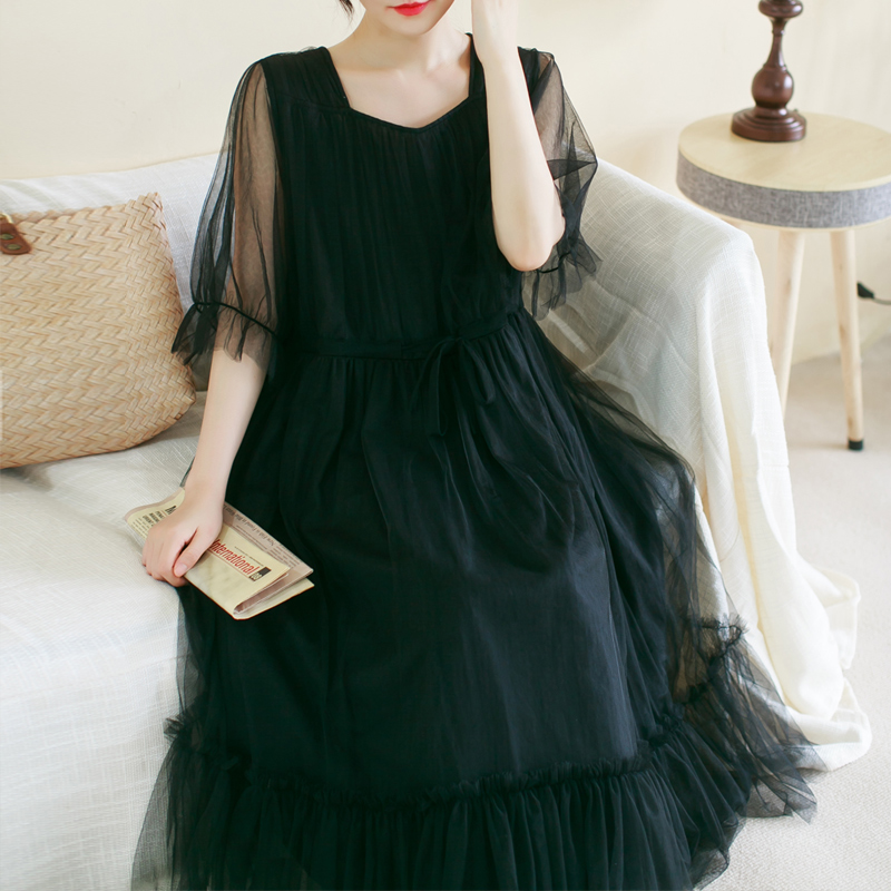 云子胖妹妹复古仙仙的网纱长裙