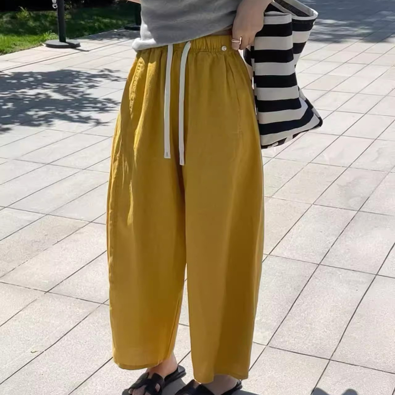 qianbeis纤倍思九分麻料裤子