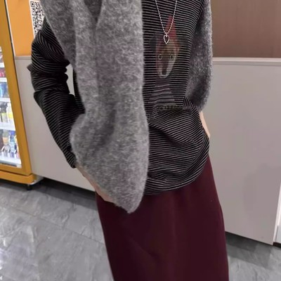 特价福利不退换one25938条纹长袖T恤打底衫卡通印花上衣时尚百搭