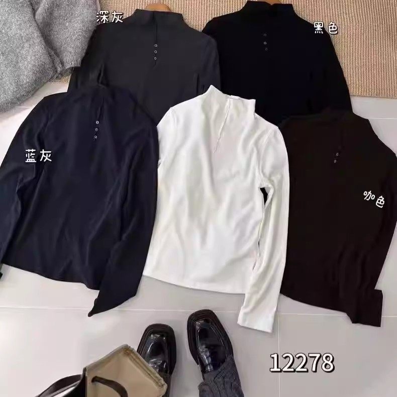 特价福利不退换one磨毛加绒打底衫前面三个扣子内搭叠穿上衣