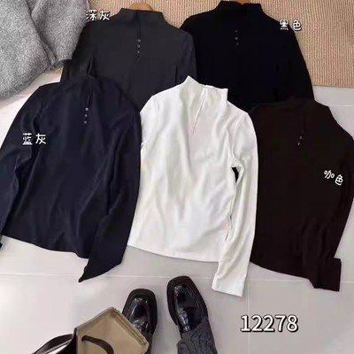 特价福利不退换one磨毛加绒打底衫前面三个扣子内搭叠穿上衣