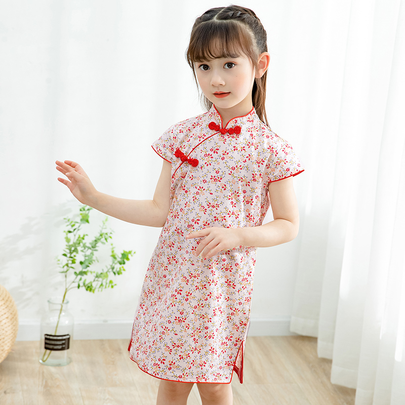 儿童旗袍夏女童旗袍夏季短袖新款女宝宝连衣裙小女孩旗袍裙中国风