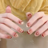 中国结爱心款 甜心法式 美甲ins风纯手工穿戴甲