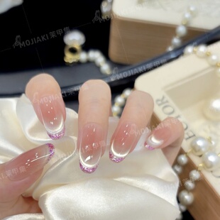 【紫韵】温柔显白追光猫眼法式高级气质裸色渐变美甲