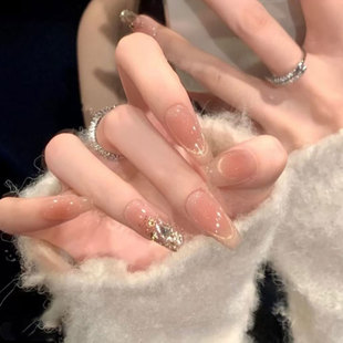 【落日余晖】美拉德裸色纯手工穿戴甲指尖猫眼秋冬款