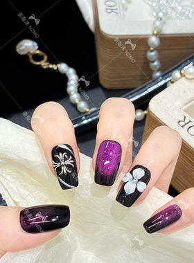 【L34】紫色气质猫眼显白简约短款手工穿戴甲