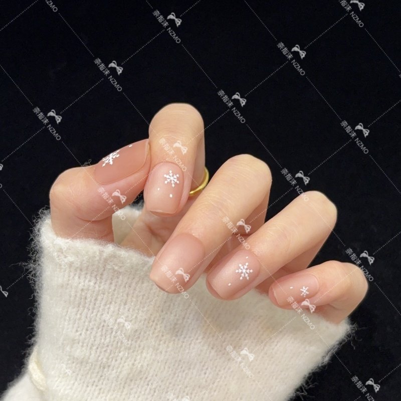 【磨砂雪花】高级感磨砂雪花裸粉色冬日氛围感手工穿戴甲,彩妆/香水/美妆工具,穿戴甲/甲片,淘宝优惠券,粉丝福利购,淘宝优惠卷