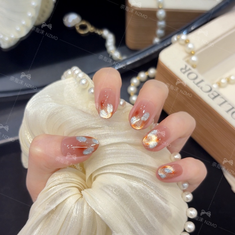 【焦糖琥珀】显白豹纹高级感简约穿戴甲日常温柔气质美甲