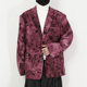 花卉植绒宽松小西装 2025春季 秋 大码 新中式 新款 粉紫色西服外套男装
