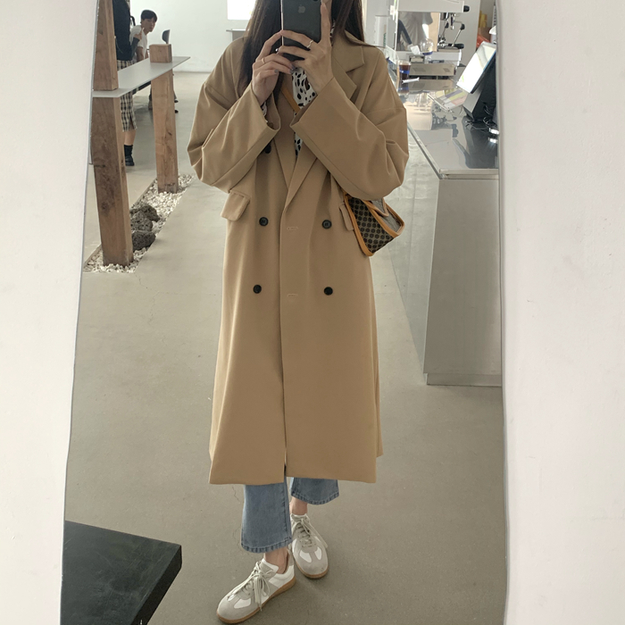 Real shooting and real price fried Street long suit jacket women's Korean loose double breasted suit