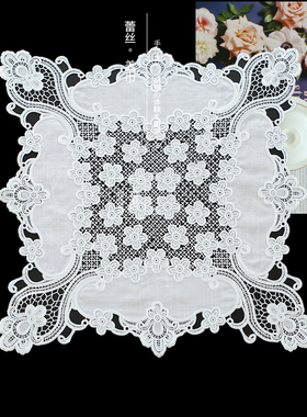 唯米9936民族风白色蕾丝镂空床头电视柜茶几布多用盖巾防尘遮盖布